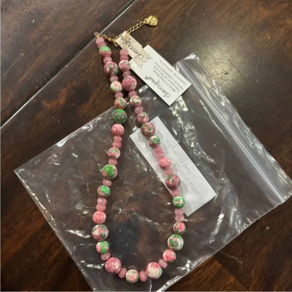 Anthropologie Cloverpost Marbled Beaded‎ Necklace NEW
